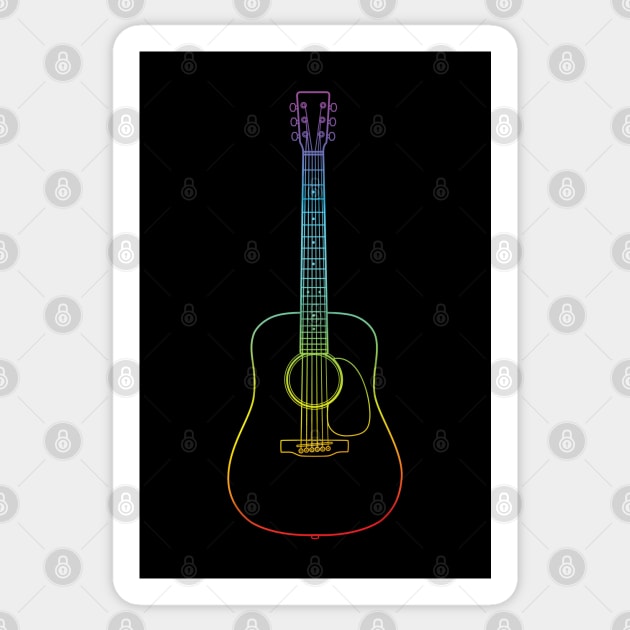 Dreadnought Style Acoustic Guitar Colorful Outline Sticker by nightsworthy